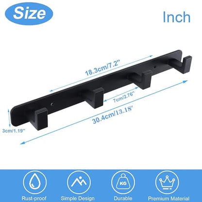 Coat Rack, Heavy Duty Stainless Steel 4 Tri Coat Hook Hanger, Wall Mounted Wall Hooks, Rustic Clothes Hook/Key Hook Rail for Bathroom Kitchen Entryway(2 Pack, 4 Hook Black) - color: Black, size: 4 Hook-2 Pcs