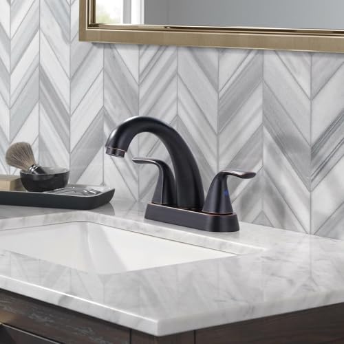 Bathroom Sink Faucet Oil Rubbed Bronze, 4 Inch Centerset Bathroom Faucet | ALEASHA 2 Handles Vanity Faucet with Pop Up Drain Stopper, RV Lavatory Vanity Faucets with Aesthetic Appeal - color: Oil Rubbed Bronze