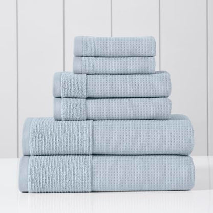 Modern Threads Waffle-Rib 6-Piece Towel Set – Premium Cotton Bath Towels, Ultra-Absorbent & Soft, Elegant Waffle Texture for Bathroom & Spa, Air - color: Air