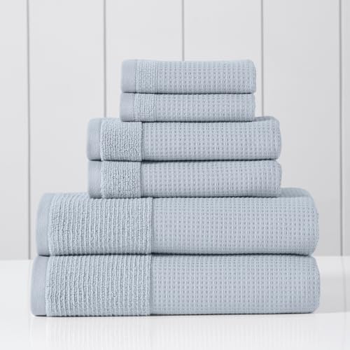 Modern Threads Waffle-Rib 6-Piece Towel Set – Premium Cotton Bath Towels, Ultra-Absorbent & Soft, Elegant Waffle Texture for Bathroom & Spa, Air - color: Air