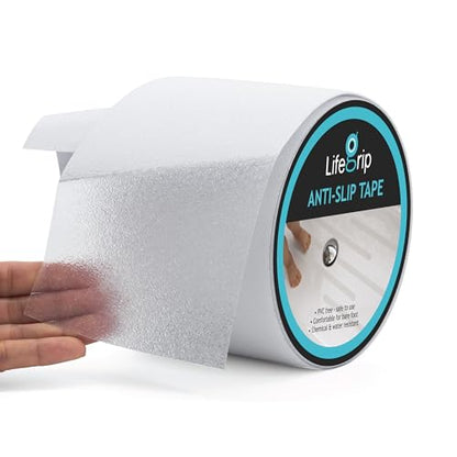 LifeGrip Anti Slip Transparent Anti Slip Tape, 4 inch by 38 feet, Non-Slip Traction Grip Tape to Tubs, Boats, Stairs, Clear, Soft, Comfortable for Bare feet (4" X 38') - size: 4" X 38'