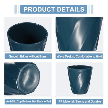 uxcell 4 Pcs Simple Toothbrush Cup, 13.5 OZ Reusable Bathroom Tumbler, 2.2 x 3.5 Unbreakable Plastic Cups for Storing Toothpaste Makeup Brush Holder Water Beverages Combs, Blue - color: Blue