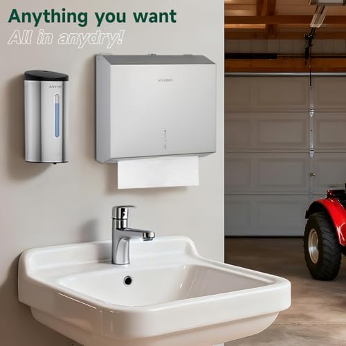 anydry Touchless Automatic Liquid Soap Dispense Wall Mount 25oz Large Capacity Stainless Steel for Commercial (Polished) - color: Polished Stainless Steel