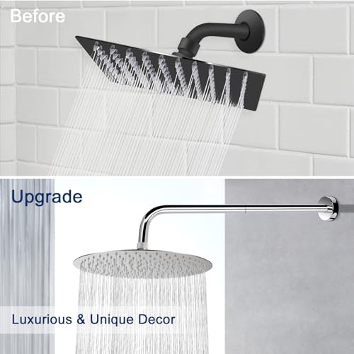 NearMoon Shower Arm, Extra Extension Arm with Flange, Stainless Steel Wall-Mounted Showerhead Extender Pipe (24 Inch, Chrome Finish) - color: Chrome Finish, style: 24 Inch