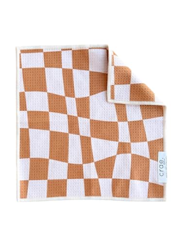 Double-Sided Microfiber Washcloths, Waffle Weave Kitchen Washcloths for Use | 12x12 Inch, Super Absorbent, Lint-Free, Fast Drying, For Cleaning Dishes, Cars & More, Durable & Soft, Dune Brown/Cream Towel - color: Dune- Brown/Cream