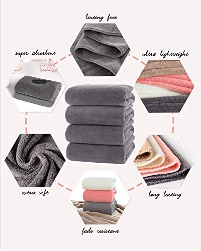 Lumimi Towels 4 Soft Microfiber Bath Towel Set Salon Gym Yoga Travel Super Absorbent Light Dry Fast Durable, 55" L x 27" W, 4 Piece Dark Grey - color: Dark Grey, size: 4 Bath Towels