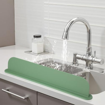 19.3 inch Silicone Sink Splash Guard, Splash Guard for Kitchen Sink Area, Backsplash Protector for Kitchen Countertop & Bathroom Bathtub with Non-Slip Strong Suction, Sage Green - color: Sage Green