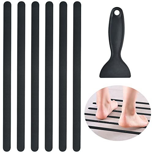 Supkiir Bathtub Non Slip Stickers, 24 PCS Anti Slip Adhesive Shower Treads with Scraper for Bath, Tub, Shower, Pool, Stairs, Ladders, Kitchen, 15’’(Black) - color: Black