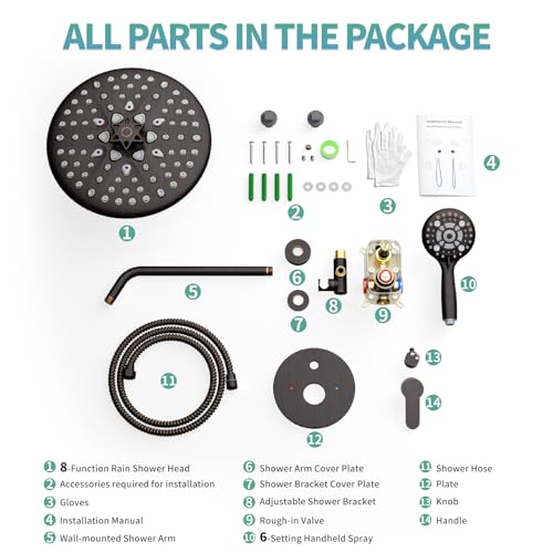 SR SUN RISE Shower Faucet - Multifunctional High Pressure Shower Head System with Handheld Shower Head Fixtures - Valve Included (Oil Rubbed Bronze, 10 inch) - color: Oil Rubbed Bronze, size: 10 Inch