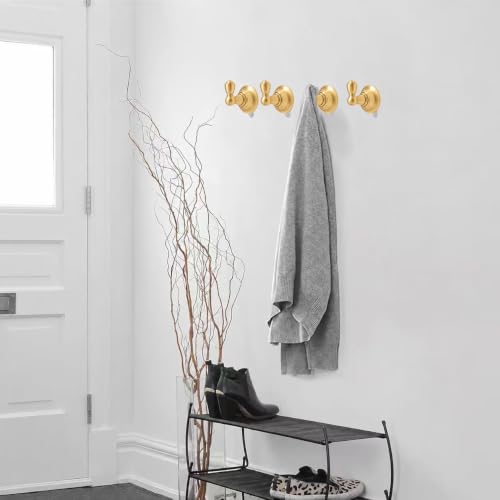 4 Pack 2-3/4inch Champagne Bronze Robe Hooks | Solid Zinc Alloy | Wall Mounted | Coat Hooks | Hooks Wall Mounted Robe Hooks | For organization in bathrooms entrances. - color: Champagne Bronze