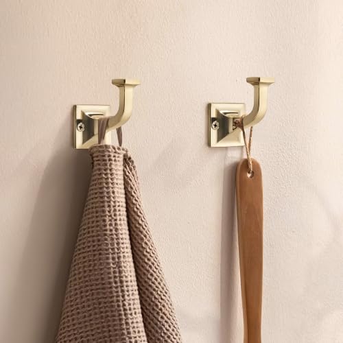 CHIVS Heavy Duty Sold Zinc Towel Hooks, Wall Mounted Square Robe Hooks for Bathroom, Kitchen, Bedroom, Hotel ，Champagne Bronze Wall Hook 5 Pack - color: Champagne Bronze