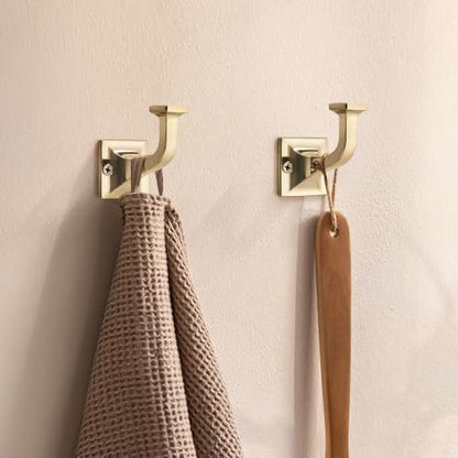CHIVS Heavy Duty Sold Zinc Towel Hooks, Wall Mounted Square Robe Hooks for Bathroom, Kitchen, Bedroom, Hotel ，Champagne Bronze Wall Hook 5 Pack - color: Champagne Bronze
