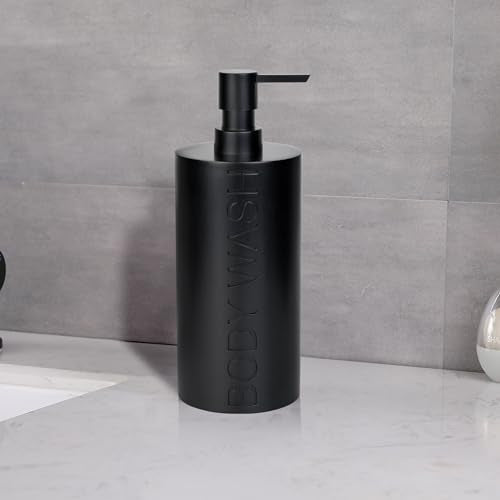 Matte Black Body Wash Dispenser Luxurious Refillable Pump Bottle with Embossed Text, Durable Construction for Bathroom and Shower - color: Body Wash Black
