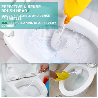 Roshtia 24 Sets Toilet Brush and Holder Set for Bathroom Toilet Bowl Brush Scrubber with Caddy for Deep Cleaning, 14.57 Height (White) - color: White