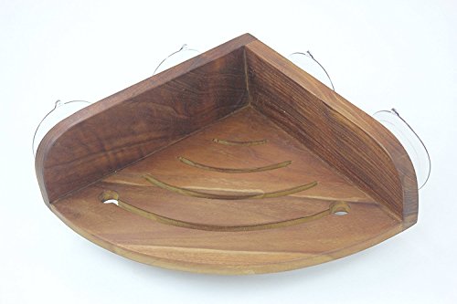 AquaTeak The Original Kai Corner Teak Shower Shelf | Durable, Water-Resistant Teak Construction, Indoor & Outdoor Use