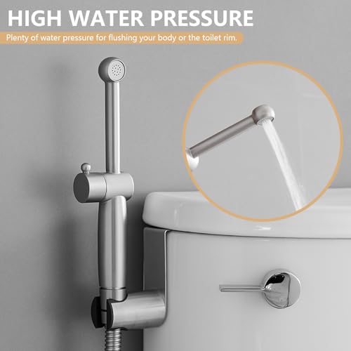 Brushed Nickel Handheld Bidet Sprayer Brass Bathroom Toilet Sprayer Bidet | Handheld Bidet Sprayer Attachment Set for Toilet Baby Cloth Diaper Spraying Kit for Pet Bathing and Feminine Care BATHLAVISH - color: Brushed Gold