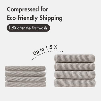 Madison Park 100% Zero Twist Cotton 4 Piece Bathroom Bath Towels, Grey | 30" x 56" Large Shower Towels, 500 GSM Diagonal Ribbed, Soft, Quick Dry, Highly Absorbent, Durable, Modern, OEKO TEX - color: Grey, size: 4 Piece Bath Towel Set