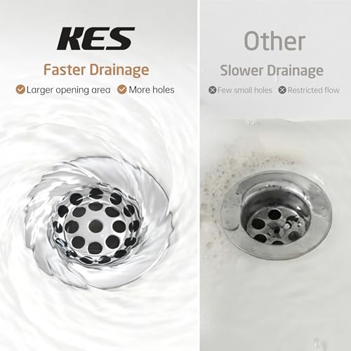 KES Bathroom Sink Grid Drain Without Overflow, Faster Drainage, Chrome | Anti-Clog Grid, Polished Chrome Vanity & Vessel Drain Strainer, Solid Stainless Steel & Brass, S2021D-CH - color: Polished Chrome
