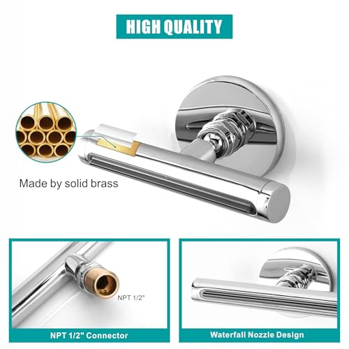 SKOWLL Waterfall Shower Adjustable, Wall Mount Modern Rainfall Waterfall Shower Head Set, Polished Chrome Waterfall Showerhead Jet, High Pressure Shower Body Spray Jets - color: Polished Chrome