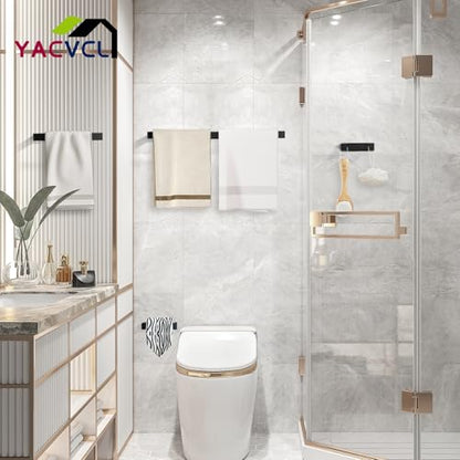 YACVCL 4-Piece Matte Black Bathroom Hardware Accessories Set, Bath Towel Bar Set SUS304 Stainless Steel, Round Towel Racks for Bathroom Wall Mounted - color: Matte Black