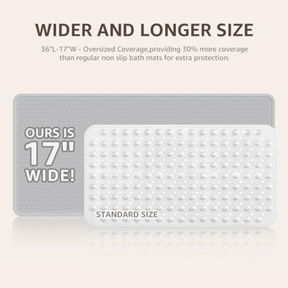 OTHWAY Bathtub Mat Non Slip, Extra Long Rubber Bath Mat for Tub, Machine Washable Shower Anti Slip Mat with 332 Strong Suction Cups (A Little Grey, 36" x 17") - color: A Little Grey, size: 36" x 17" (Rectangular)