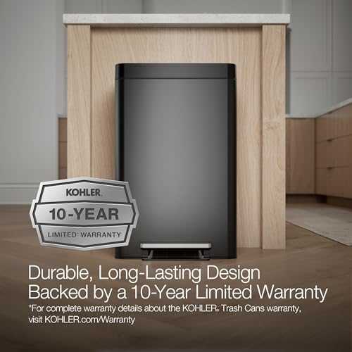 KOHLER K-20956-BST Dual Compartment Step Trash Can, Liner, Black Stainless - color: Black Stainless Steel, size: 11 Gallon - Dual Compartment