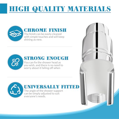 Adjustable Handheld Shower Head Holder Bracket Easy Wall Mount Shower Head Mount for Bathroom Hand Shower All Metal Adjustable Shower Bracket for Connecting Shower Arm and Shower Hose (Chrome) - color: Polished Chrome
