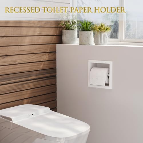 Neodrain White 304 Stainless Steel Recessed in Wall Toilet Paper Holder | Rustproof,Durable construction, Space-saving, Built-in Wall toilet paper Holder for Bathroom & RV - color: White, size: 6X6In
