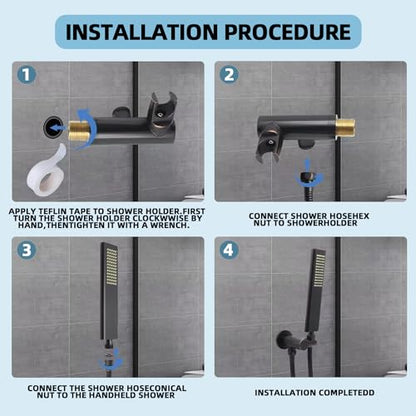 Solid Brass Handheld Shower Head Arc Design High Pressure Oil Rubbed Bronze Hand Shower Wand with Adjustable Supply Elbow Wall Connector Shower Holder and 59″ Stainless Steel Hose Set - color: Oil Rubbed Bronze