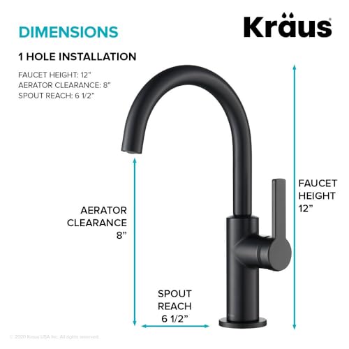 KRAUS Oletto Single Handle Kitchen Bar Faucet in Matte Black, KPF-2822MB - color: Matte Black, style: Bar Faucet