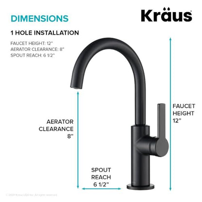 KRAUS Oletto Single Handle Kitchen Bar Faucet in Matte Black, KPF-2822MB - color: Matte Black, style: Bar Faucet