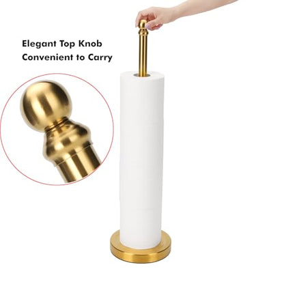 Toilet Paper Holder Stand Holding Up to 5 Paper Rolls, Free-Standing Spare Rolls Storage Holder, Stainless Steel (Brushed Gold) - color: Brushed Gold