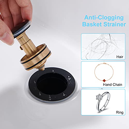 CREA Bathroom Sink Drain, Bathroom Sink Stopper with Drain Hair Catcher Pop Up Drain 1 1/2" for Bathroom Vanity Kitchen Sink with Overflow, Matte Black - color: Matte Black