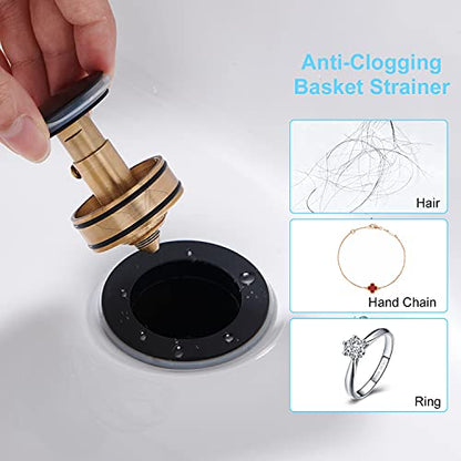 CREA Bathroom Sink Drain, Bathroom Sink Stopper with Drain Hair Catcher Pop Up Drain 1 1/2" for Bathroom Vanity Kitchen Sink with Overflow, Matte Black - color: Matte Black