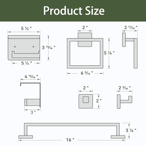 5-Pieces Matte Black Bathroom Hardware Set, 16 Inch Bathroom Towel Bar Set, SUS304 Stainless Steel Bathroom Hardware Accessories Set, Towel Racks for Bathroom Wall Mounted - size: 16 Inch (5 Pieces)