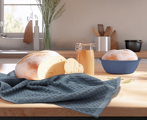 COTTON CRAFT Amazing Kitchen Towel - 12 Pack 100% Cotton Waffle Terry Towel | Blue - 16x28 inch Euro Café Waffle Weave Dish Towels - Soft Absorbent Quick Dry Low Lint Reusable Pantry Bar Cleaning Cloth - color: Blue, size: 12 Pack
