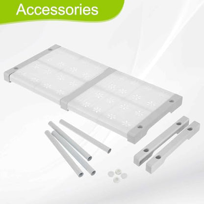 HARFINGTON Expandable Cabinet Tension Shelf 14.57" to 18.9" Adjustable Cabinet Organizer 32" x 9.45" Flower Pattern Table Storage Rack for Wardrobe Cupboard Kitchen Bedroom - size: 37cm to 48cm