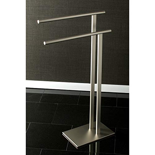 Kingston Brass SCC6038 Edenscape Double L Shape Pedestal Towel-Holder, Brushed Nickel - color: Brushed Nickel