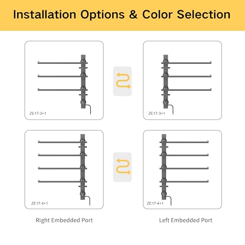 Z&Zhanle Electric Towel Warmer Rack, 3-Bar Wall Mount, Hidden Style, One-Touch Start, (Premium Gray) - color: 3-bar Premium Gray