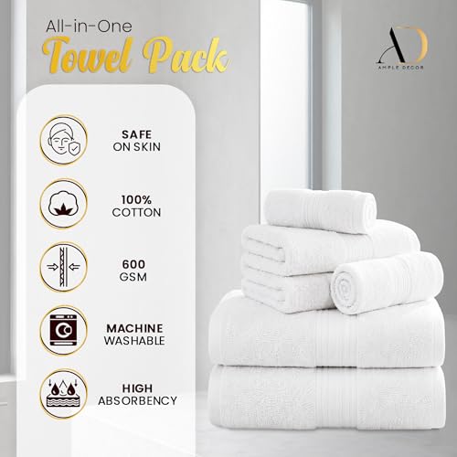 100% Cotton Bathroom Towel Set, 600 GSM, Soft & Absorbent, 6 Piece Set (2 Bath Towels, 2 Hand Towels, 2 Washcloths), Brown - color: Brown, size: Towel Set of 6