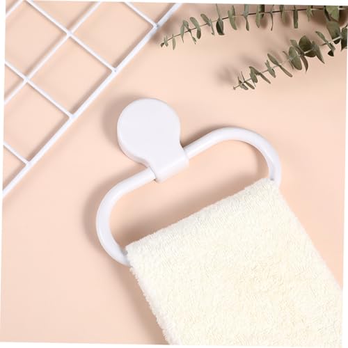 Ipetboom 2pcs Adhesive Wall Towel Holder Hand Towel Ring for Bathroom Impact-Resistant Bathroom Wash Cloth Holder with Strong Reliable Fixation Minimalist White Design for Easy Installation