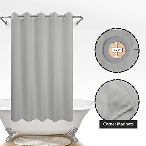 River Dream No Hook Hotel Cloth Grey Shower Curtain Soft Microfiber & Waterproof - Fabric Shower Curtain or Liner, Washable & Bottom Magnets, Gray, 71x74 - color: Grey, size: 71"W x 74"L (Pack of 1)