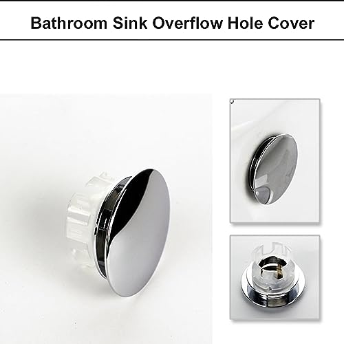 Sink Overflow Ring Chrome Bathroom Sink Overflow Cover Brass Material Insert in Round Trim Cap 2 Pack