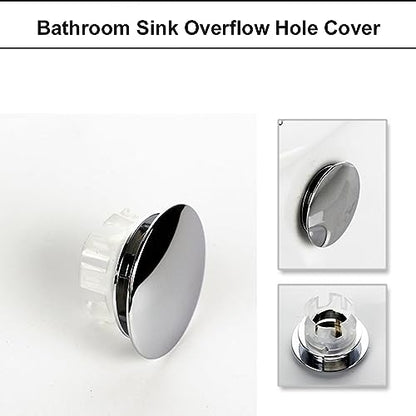 Sink Overflow Ring Chrome Bathroom Sink Overflow Cover Brass Material Insert in Round Trim Cap 2 Pack