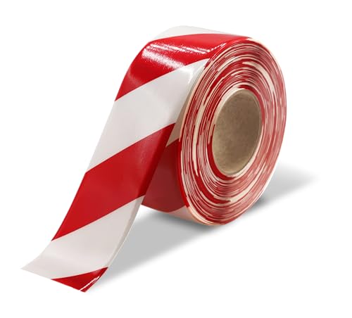 Ultra Line Ultra Durable Chevron/Hazard Floor Marking Tape for Safety, Caution, Warning, Flooring, Heavy-Duty, Peel and Stick, Adhesive, Industrial Quality, Red and White, 3" by 100' Roll - color: Red and White, size: 3" by 100' Roll