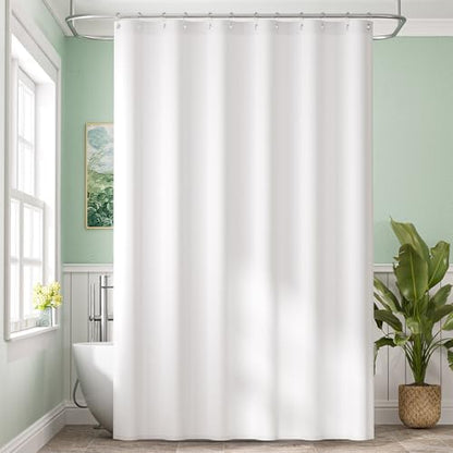Extra Long Shower Curtain Liner Washable, 72 x 96 Inches, Fabric White Shower Liner with 2 Bottom Stones, Waterproof 2-in-1 Shower Curtain and Liner, 12 Grommet Holes, Hotel Quality, White - color: White, size: 72"W x 96"L (Pack of 1)