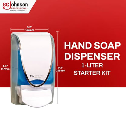 SC Johnson Professional Azure FOAM Dispenser and Refill Starter Kit, Wall Mount Soap Dispenser for Hand Soap, 1 Refresh Azure FOAM Hand Wash, 1 Liter Cartridge, 33.8 fl. oz., for Professional Use Only