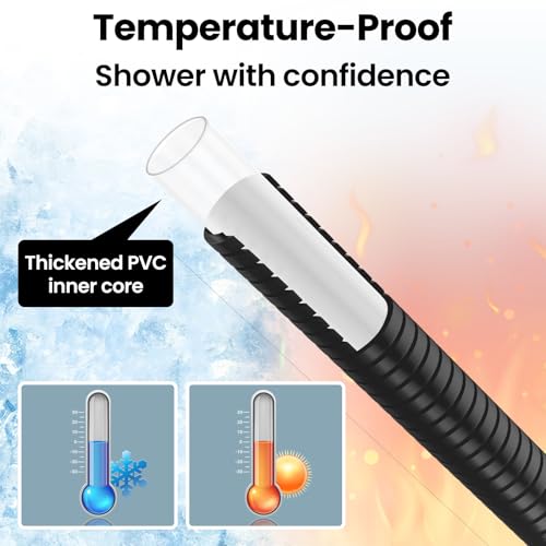 Shower Hose 71 Inches Stainless Steel Extra Long Handheld Shower head Hose Flexible and Durable with Brass Insert and Nut (Black)