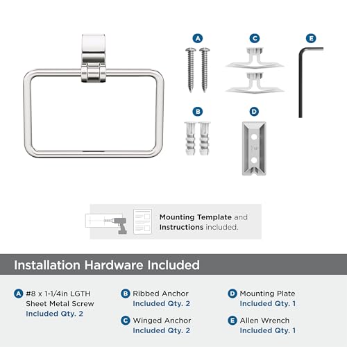 Amerock Davenport 5-1/4 inch (133 mm) Width Polished Nickel Closed Towel Ring, BH36052PN - color: Polished Nickel, size: 5-1/4 Inch (133 mm) Width