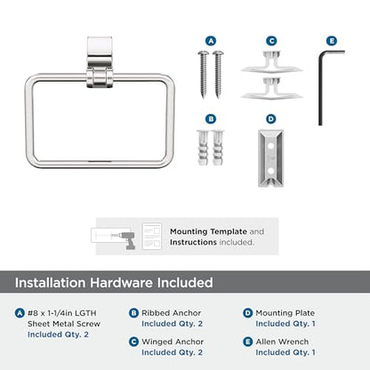 Amerock Davenport 5-1/4 inch (133 mm) Width Polished Nickel Closed Towel Ring, BH36052PN - color: Polished Nickel, size: 5-1/4 Inch (133 mm) Width